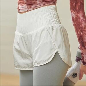 Free People Cream Layered Athletic Shorts